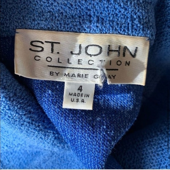 St John Collection Santana Knit Periwinkle Blue Blazer - Picture 6 of 7